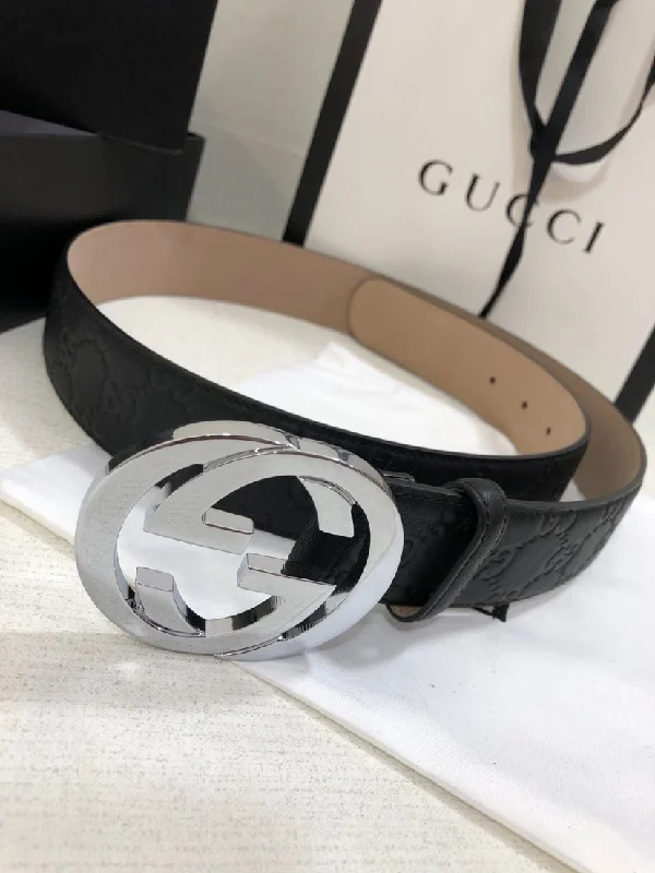 Gucci Signature Belt Black GG. Women Belt 411924 CWC1N 1000