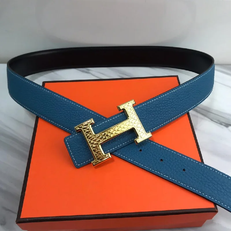 Hermes Constance Martelee Belt Buckle and Reversible Blue For Women. Women Belt