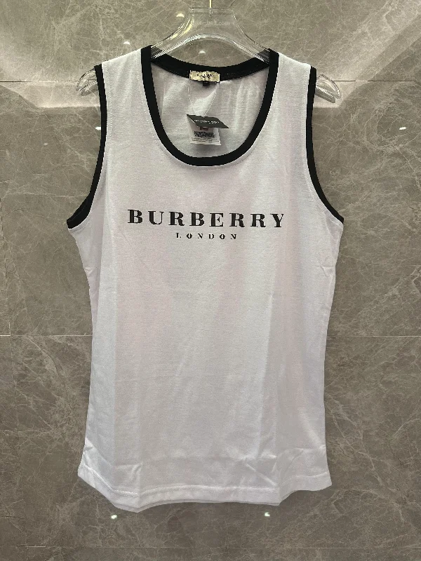 Burberry London white tank top with black trim logo print