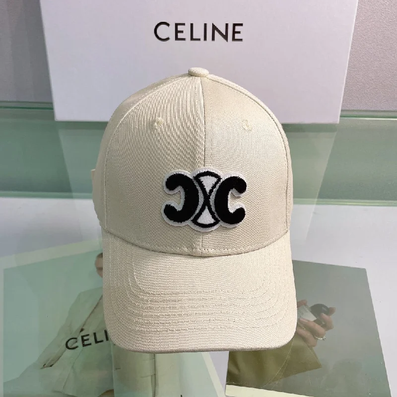 Celine Baseball Cap In Cotton Beige