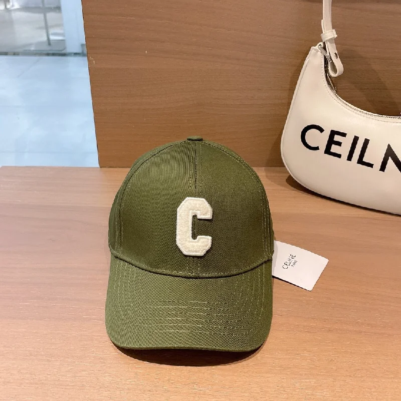 Celine Baseball Cap In Cotton Dark Green