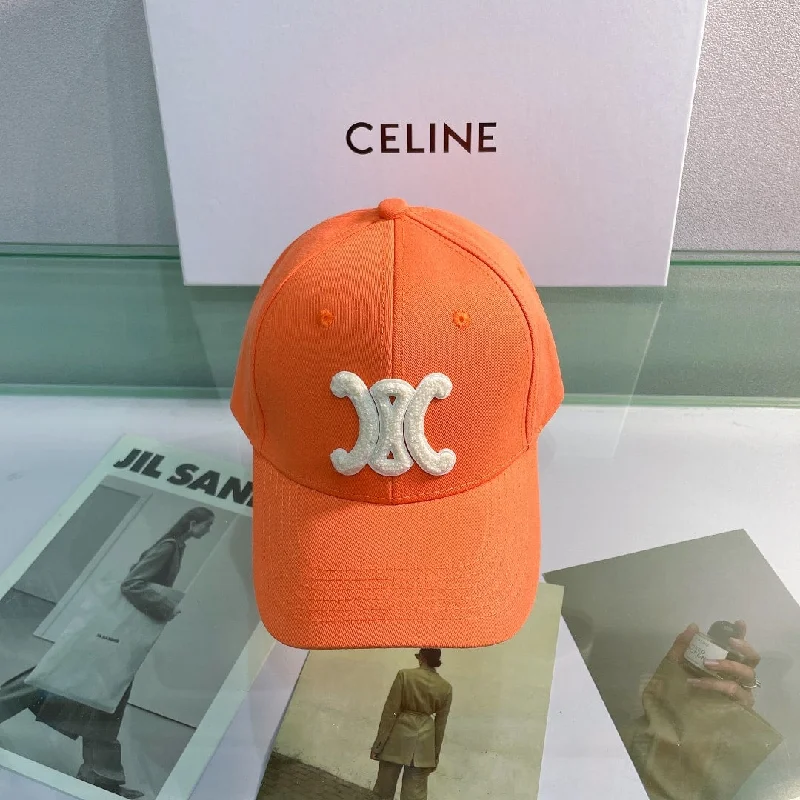 Celine Baseball Cap In Cotton Orange