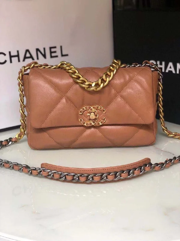 Chanel 19 Handbag 26cm Brown For Women AS1160