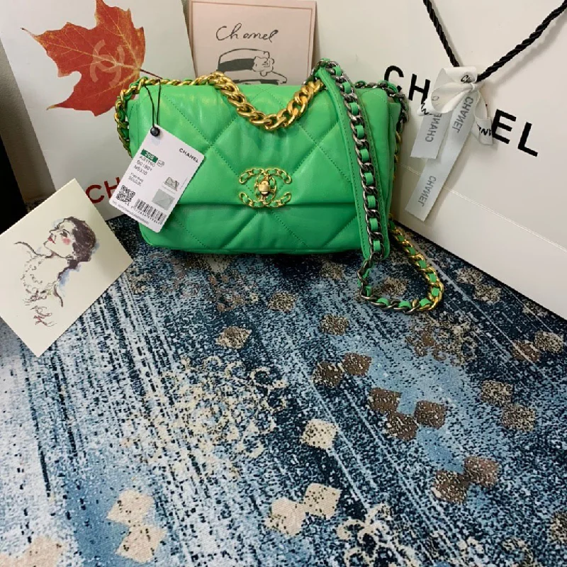 Chanel 19 Handbag 26cm Green For Women AS1160