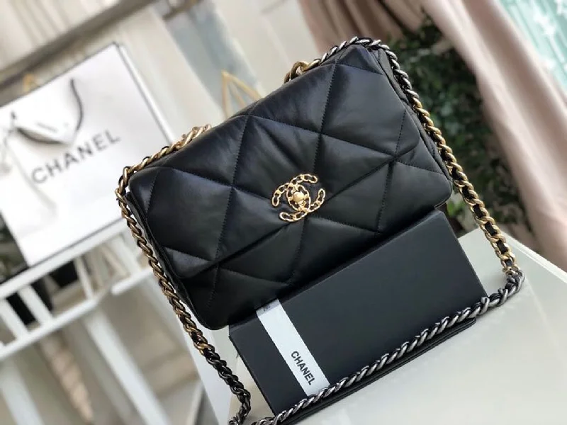 Chanel 19 HandBag Black For Women 11.8in/30cm