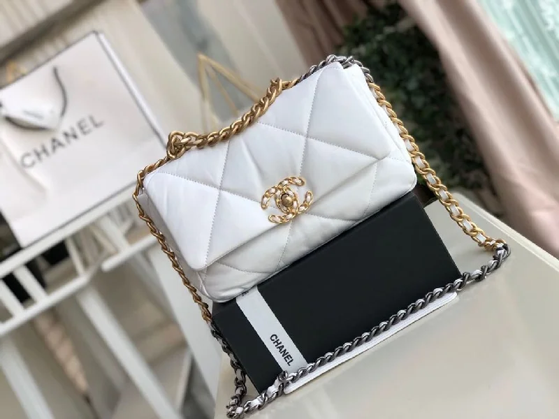 Chanel 19 HandBag White For Women 10.1in/26cm AS1160