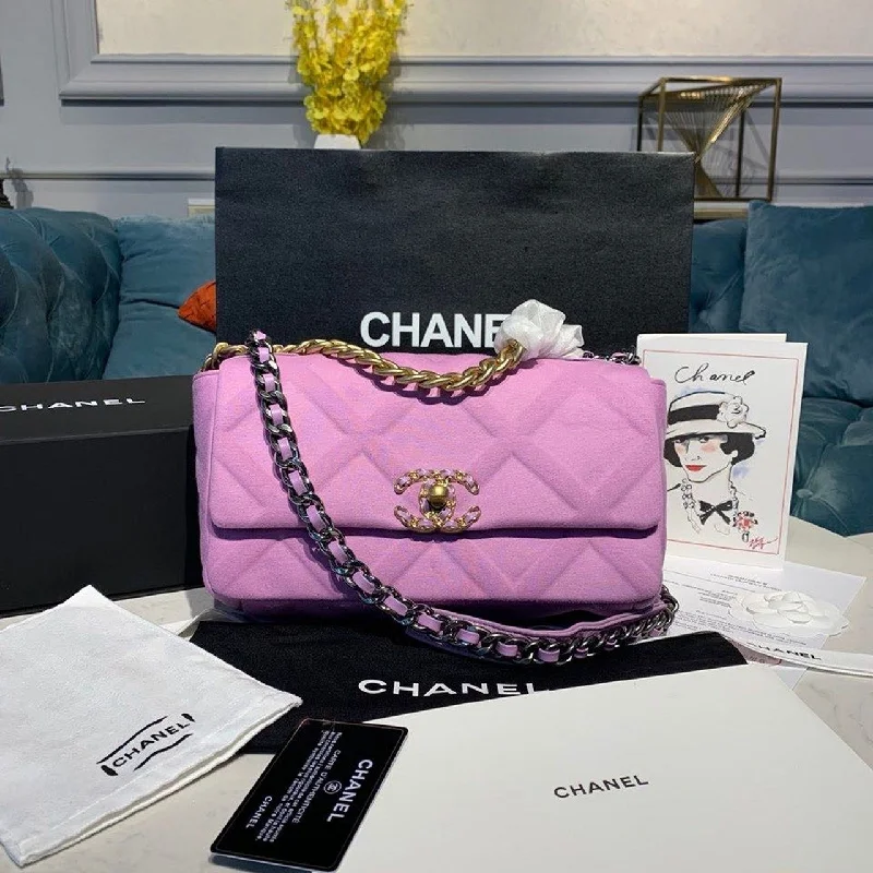 Chanel 19 Jersey Large Handbag Purple For Women. Women-s Bags. Shoulder And Crossbody Bags 11.8in/30cm AS1161