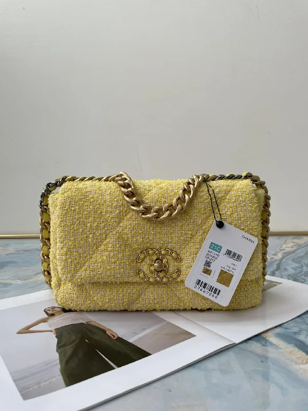 Chanel 19 Tweed Flap Yellow Bag For Women 26cm/10in