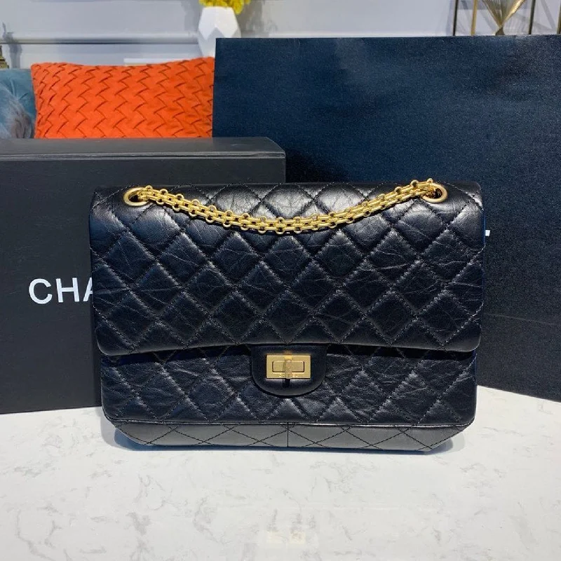 Chanel 2.55 Handbag Gold Toned Hardware Black For Women. Women-s Bags. Shoulder And Crossbody 11in/28cm A37586 Y04634 C3906