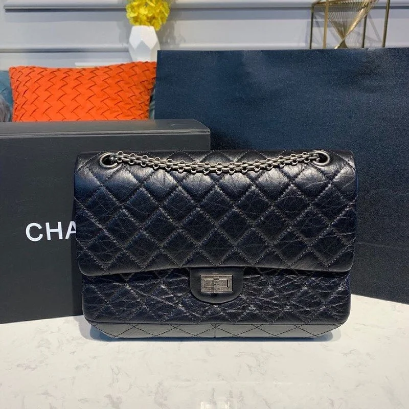 Chanel 2.55 Handbag Silver Hardware Black For Women. Women-s Bags. Shoulder And Crossbody 11in/28cm A37586