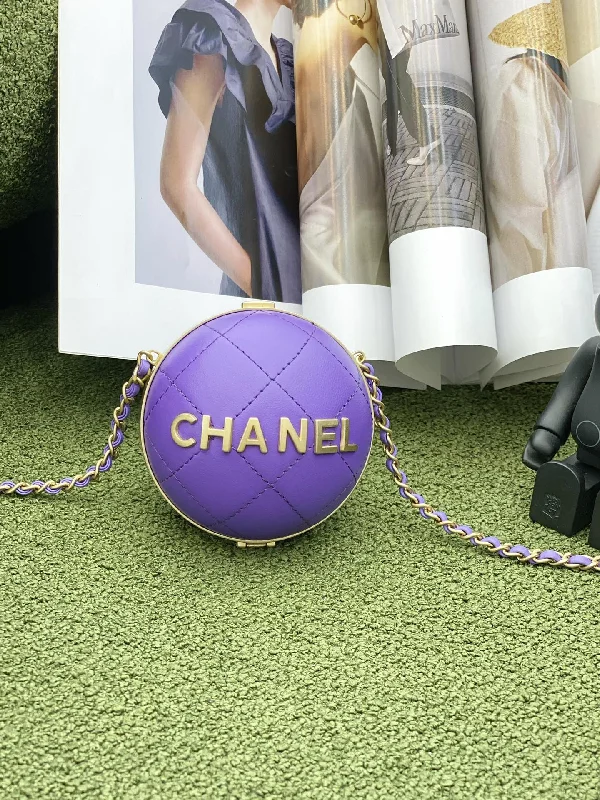 Chanel Ball Bag Purple and Gold Chain Bag For Women 23.5cm/9.25in