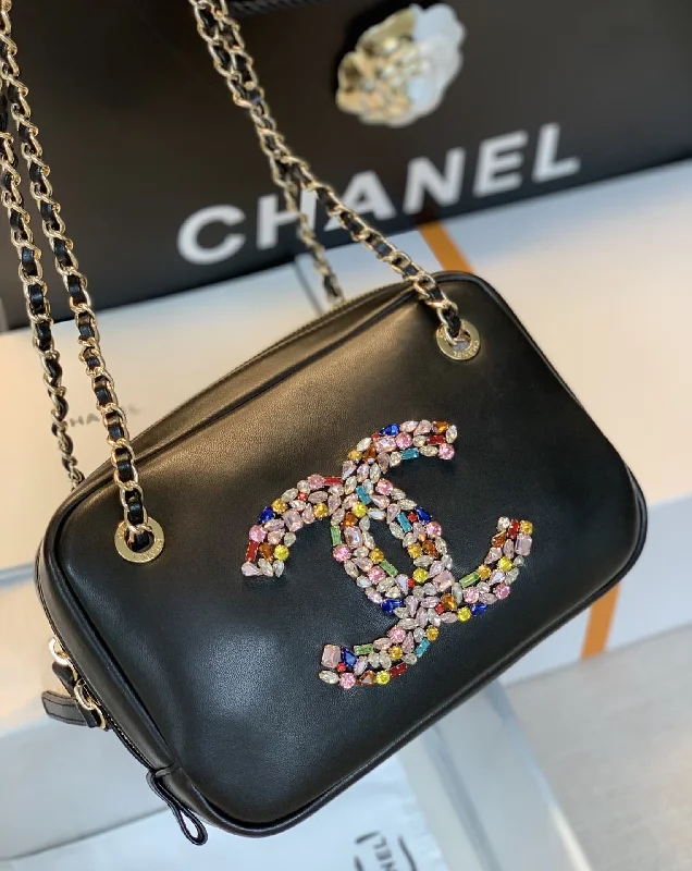 Chanel Camera Cubic Diamonds Black Bag For Women 12.5cm/4.9in