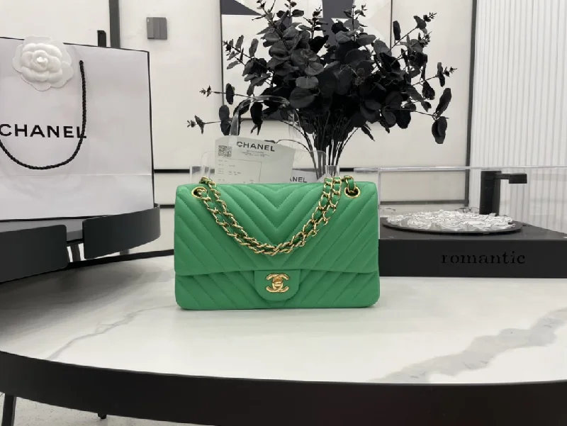 Chanel Chevron Mini Rectangular Classic Flap Green Bag For Women 20.5cm/8in