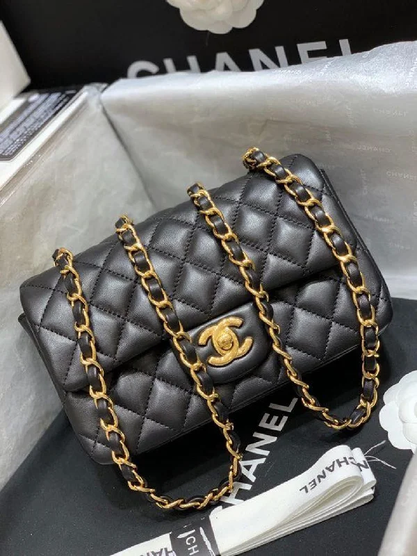 Chanel Classic Flap Bag Gold Toned Hardware Black For Women. Women-s Bags. Shoulder And Crossbody Bags 7.8in/20cm A01116