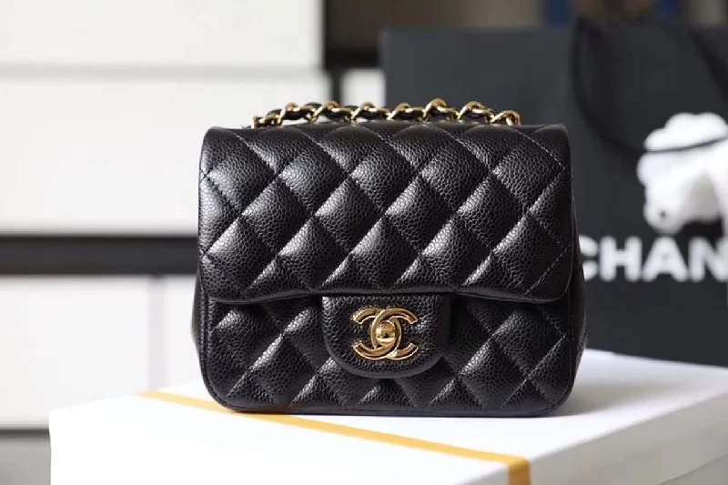 Chanel Classic Mini Flap Bag Gold Toned Hardware Black For Women 6.7in/17cm