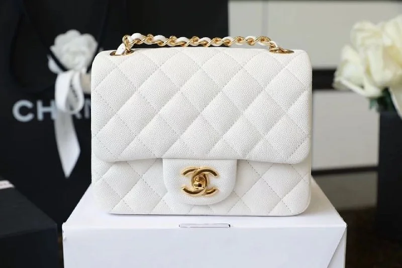 Chanel Classic Mini Flap Bag Golden Hardware White For Women 6.6in/17cm A35200