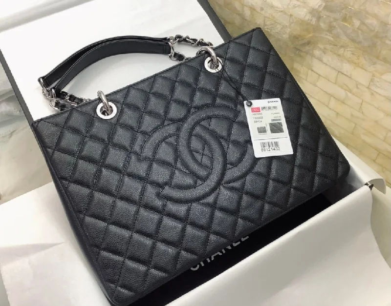 Chanel Classic Tote Bag Silver Hardware Black For Women 13.3in/34cm