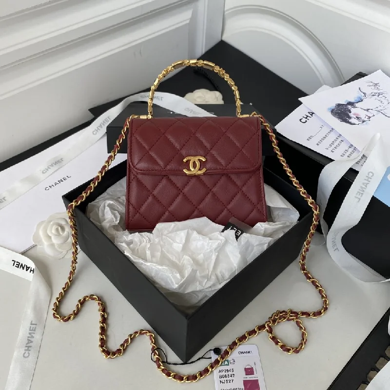 Chanel Clutch With Chain Gold Hardware Red For Women. Women-s Handbags. Shoulder Bags 5.7in/14.5cm