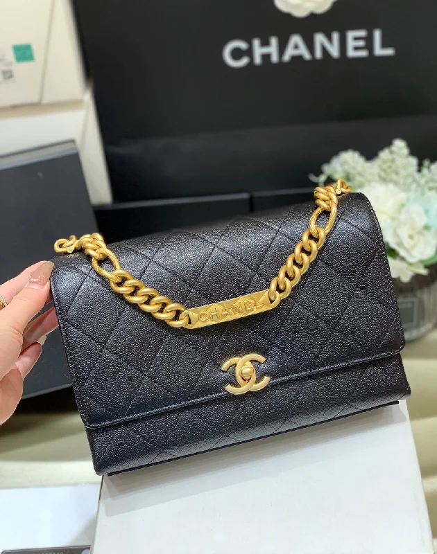 Chanel Co Co Cross Body Bag Black For Women 7.6in/19.5cm