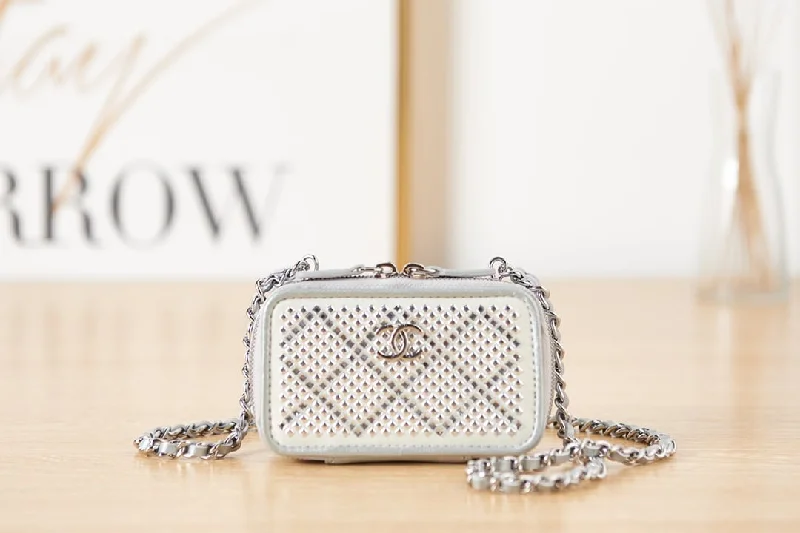 Chanel Crystal Small Vanity with Chain White/Silver Bag For Women 10cm/4in