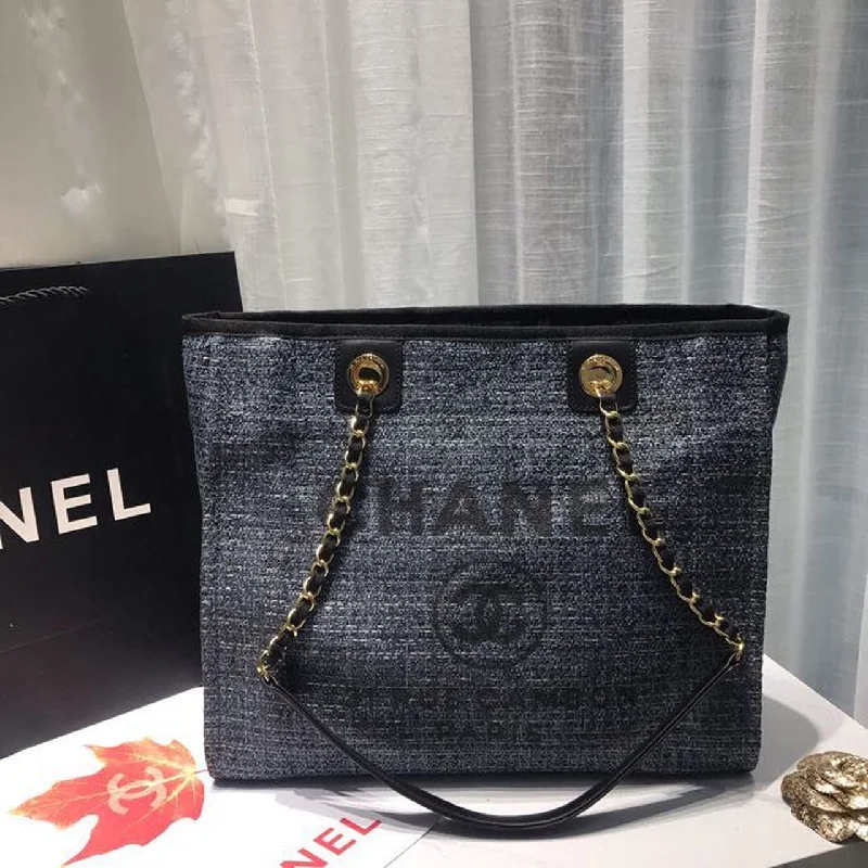 Chanel Deauville Chain Shoulder Tote Bag Dark Grey For Women. Women-s Handbags. Shoulder Bags 13.3in/34cm A66939