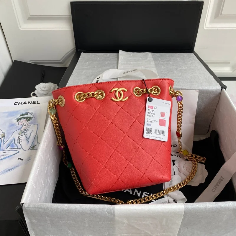 Chanel Drawstring Red Bag For Women 19cm/7.5in AS2381 B05098 NB360