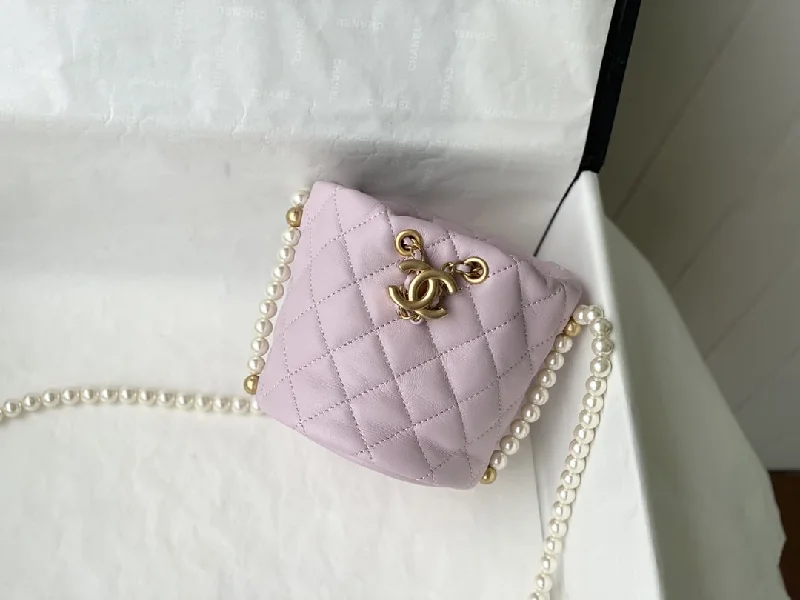 Chanel Drawstring with Pearl Chain Light Purple Bag For Women 12cm/4.5in