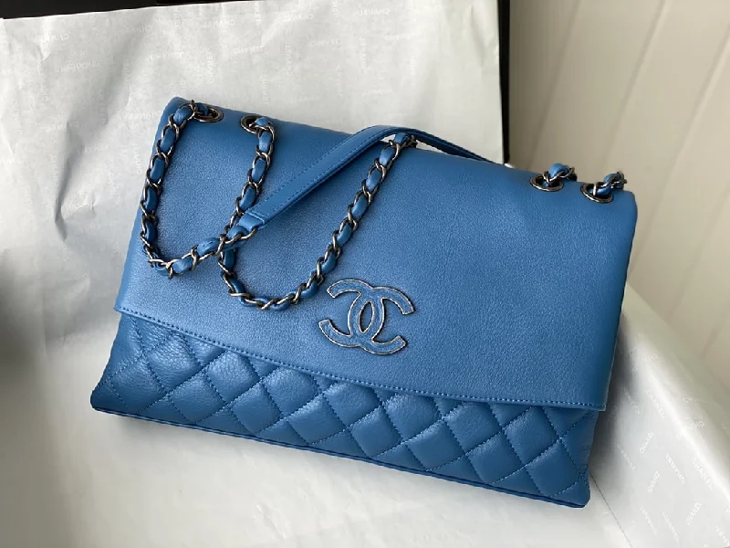 Chanel Flap Bag With Top Handle Blue Bag For Women 32cm/12.5in