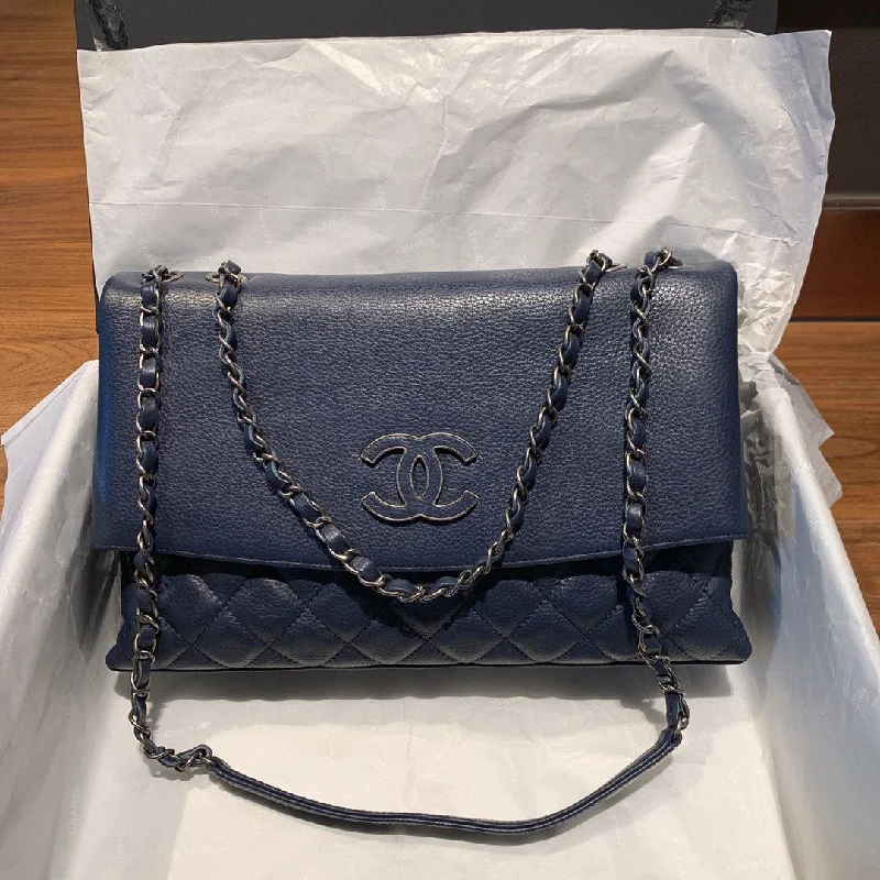 Chanel Flap Bag With Top Handle Navy Blue Bag For Women 32cm/12.5in