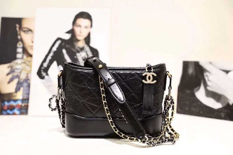 Chanel Gabrielle Hobo Bag 20cm Aged Calfskin Leather Spring/Summer Act 1 Collection.  Black