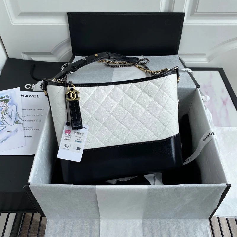 Chanel Gabrielle Hobo Handbag White/Black For Women. Women-s Bags. Shoulder And Crossbody Bags 9.8in/25cm A93824 Y61477 C0200