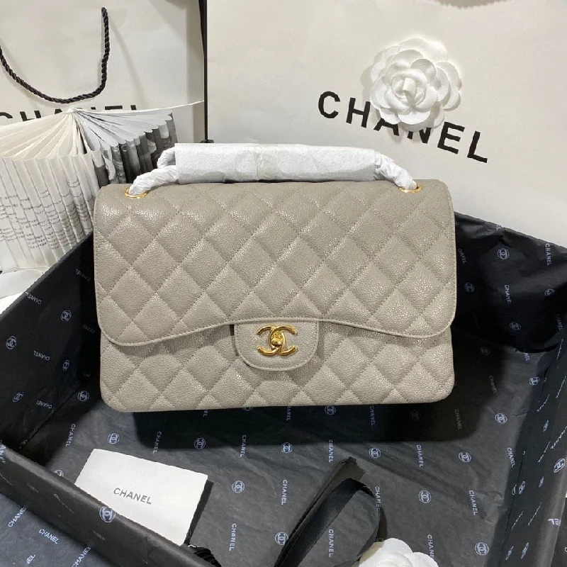 Chanel Large Classic Handbag Gold Hardware Grey For Women. Women-s Handbags. Shoulder Bags 11.8in/30cm