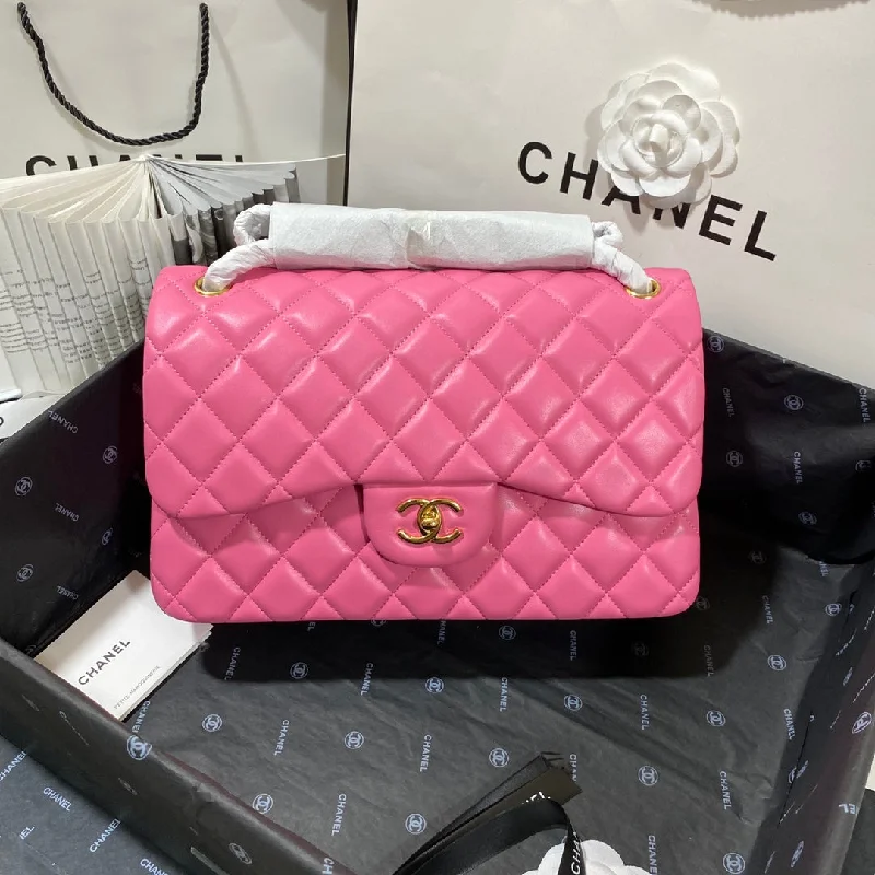 Chanel Large Classic Handbag Gold Hardware Pink For Women. Women-s Handbags. Shoulder Bags 11.8in/30cm