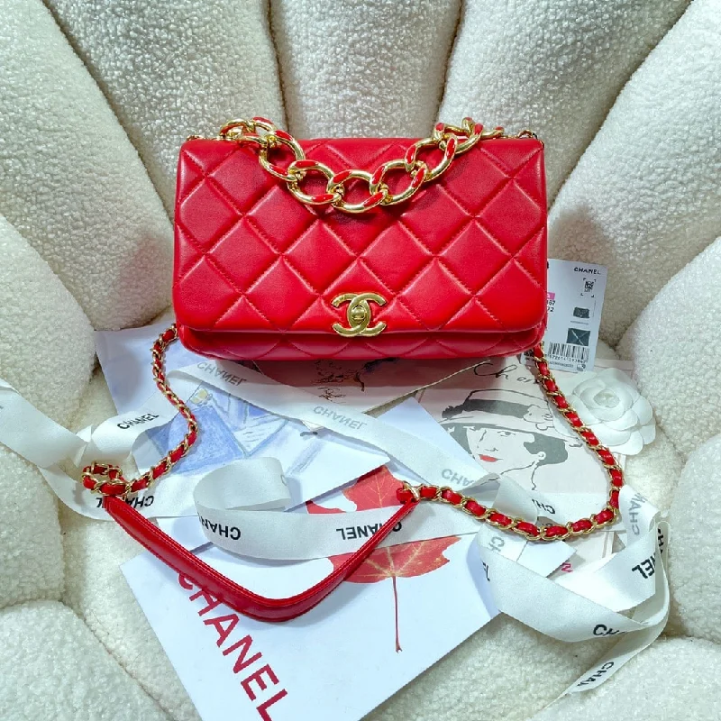 Chanel Large Flap Bag Gold Hardware Red For Women. Women-s Handbags. Shoulder Bags 9.1in/23cm AS3367