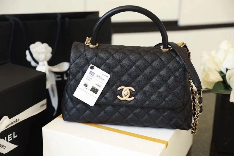 Chanel Large Flap Bag With Top Handle Black For Women. Women-s Handbags. Shoulder And Crossbody Bags 11in/28cm A92991