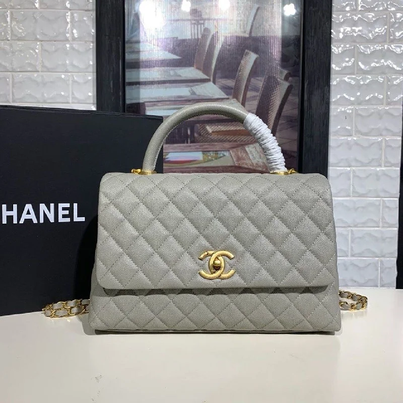 Chanel Large Flap Bag With Top Handle Grey For Women. Women-s Handbags. Shoulder And Crossbody Bags 11in/28cm A92991