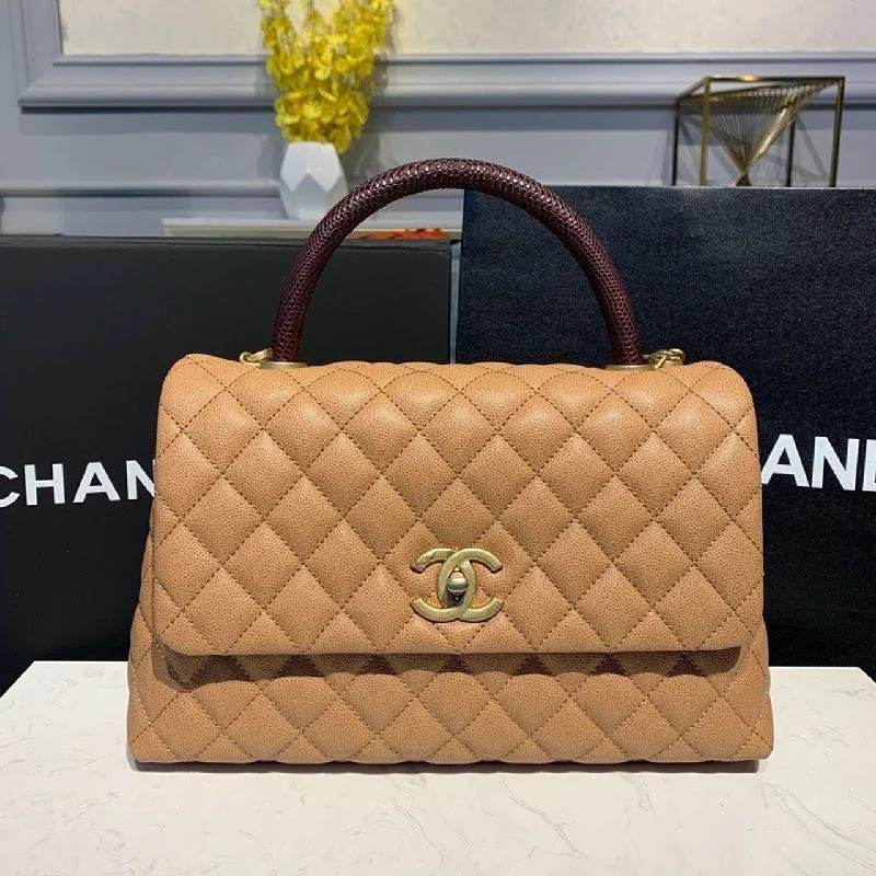 Chanel Large Flap Bag With Top Handle Light Brown For Women. Women-s Handbags. Shoulder And Crossbody Bags 11in/28cm A92991