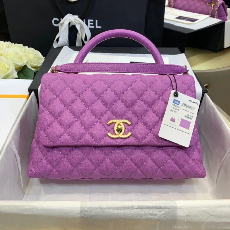 Chanel Large Flap Bag With Top Handle Purple For Women. Women-s Handbags. Shoulder And Crossbody Bags 11in/28cm A92991