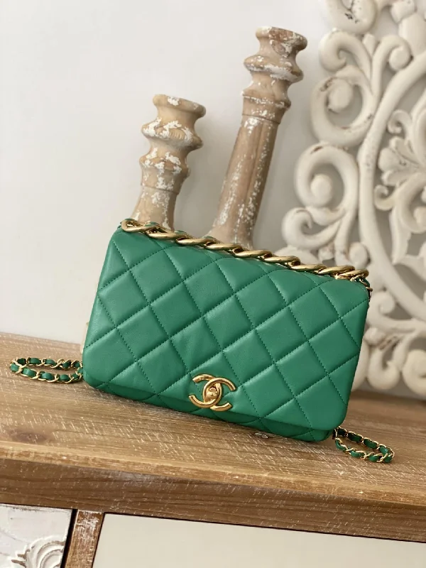 Chanel Large Flap Green Bag For Women 23cm/9in