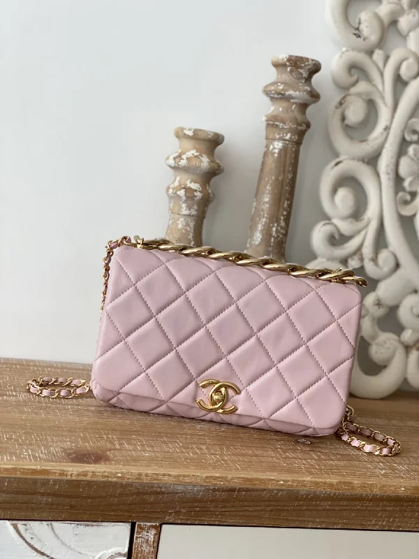 Chanel Large Flap Pink Bag For Women 23cm/9in