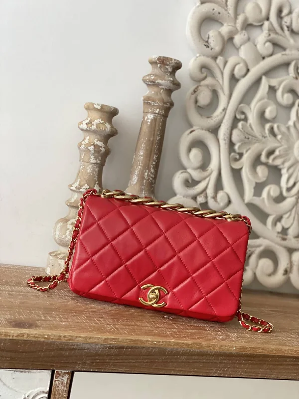 Chanel Large Flap Red Bag For Women 23cm/9in