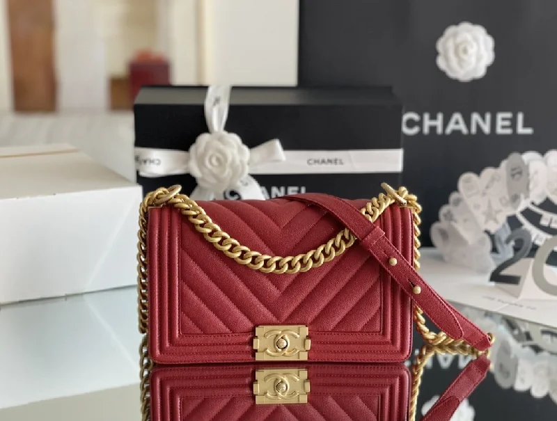 Chanel Medium Boy Handbag Red For Women 9.8in/25cm A67086