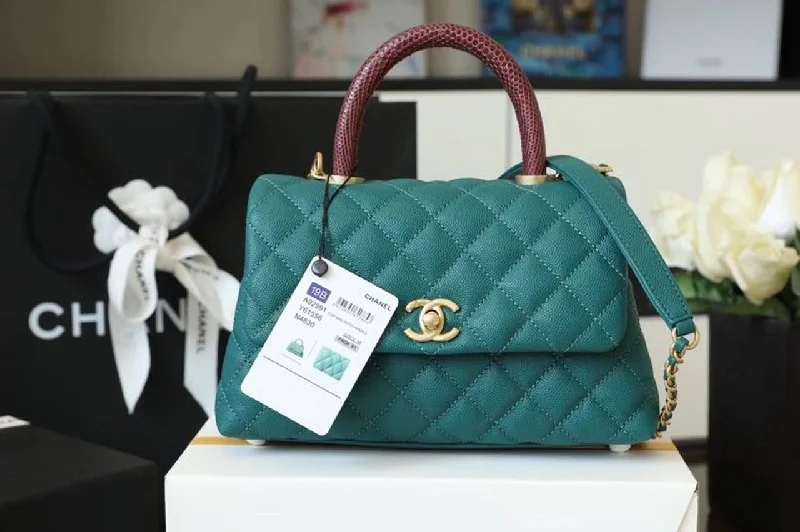 Chanel Medium Flap Bag With Top Handle Teal For Women. Women-s Handbags. Shoulder And Crossbody Bags 9in/23cm A92990