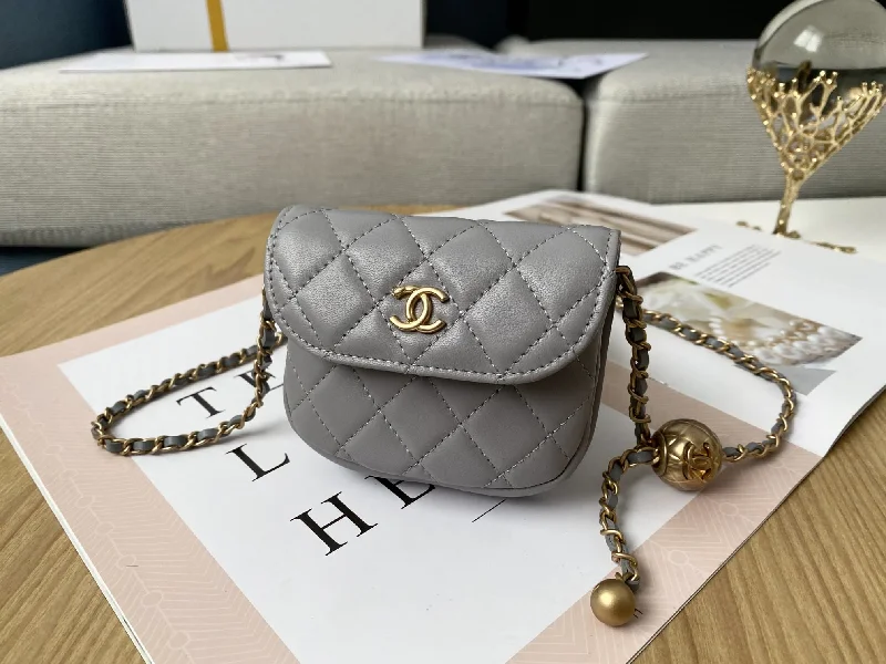 Chanel Mini 1889 Unblocked Metal Ball Grey Bag For Women 9cm/3.5in