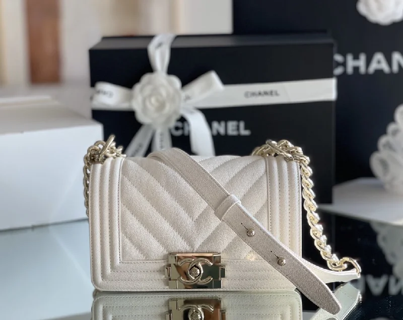 Chanel Mini Boy Flapbag White For Women 5.9in/15cm