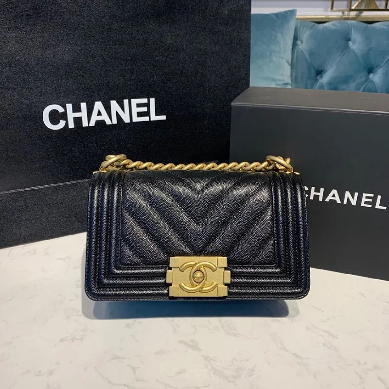 Chanel Mini Boy HandBag Black For Women. Women-s HandBag. Shoulder And Crossbody Bags 7.8in/20cm