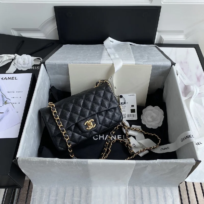 Chanel Mini Classic Handbag Black For Women 6.7in/17cm