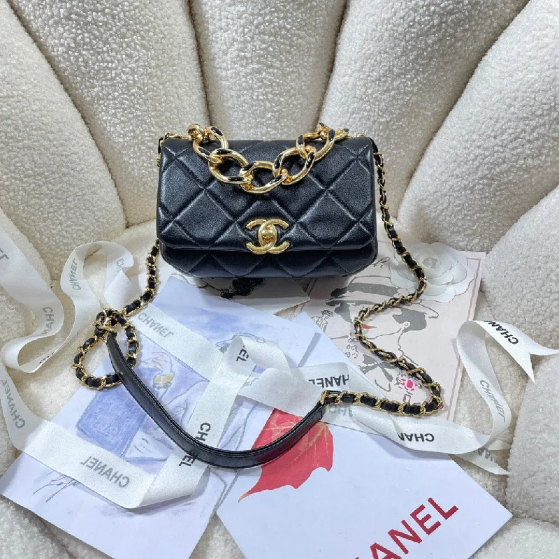 Chanel Mini Flap Bag Gold Hardware Black For Women. Women-s Handbags. Shoulder Bags 6.7in/17cm AS3365