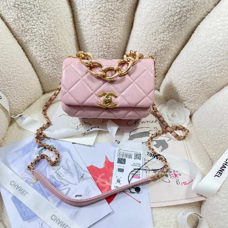 Chanel Mini Flap Bag Gold Hardware Pink For Women. Women-s Handbags. Shoulder Bags 6.7in/17cm AS3365