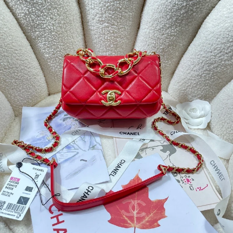 Chanel Mini Flap Bag Gold Hardware Red For Women. Women-s Handbags. Shoulder Bags 6.7in/17cm AS3365